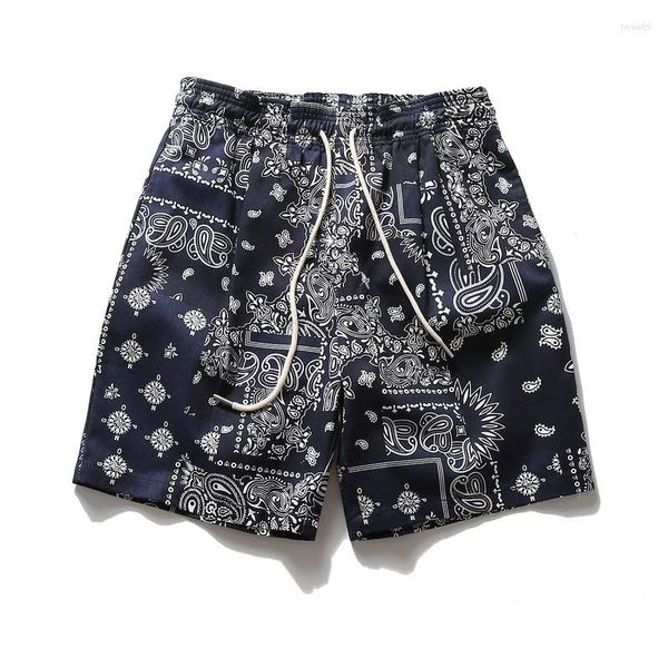 Herren Shorts Japanische Harajuku Herren Hohe Taille Bandana Urban Streetwear Hip Hop Sommer Baumwolle Kordelzug Kurze Hose für Herren