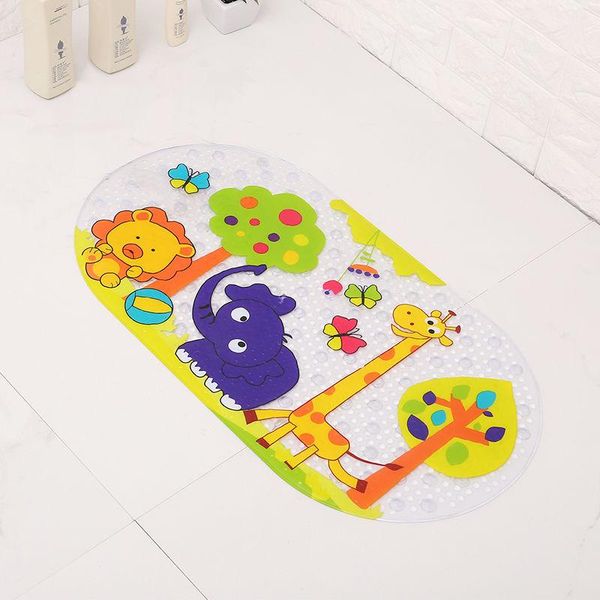 Matten Ovale PVC-Badezimmermatte Kinderdusche Rutschfeste Fußpolster mit Saugnapf Kunststoffteppich Faltbar Cartoon Kinder Badewanne Bodenteppich