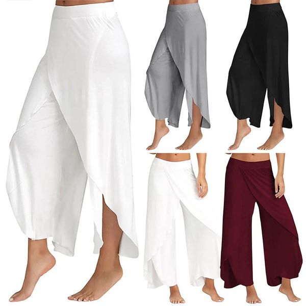 Calças femininas capris mulheres calças de perna larga soltas fitness yoga calças divididas mandala calças de perna aberta conforto cigano hippie aladdin harem calças 231124