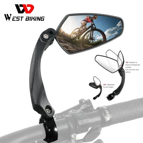 Conjuntos de grupos de bicicletas WEST BIKING HD Bicicleta Retrovisor Guiador Espelho Grande Angular MTB Estrada Bicicleta Elétrica Scooter Espelhos Retrovisores Acessórios de Ciclismo 231127