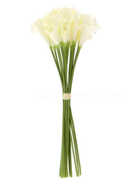 Geschenke für Frauen 18x künstliche Calla-Lilien-Blumen, einzelner langer Stiel, Blumenstrauß, echte Heimdekoration, Farbe cremig, Y2112294384333