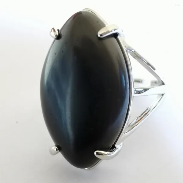 Cluster Ringe Natürliche schwarze Karneol Stein Perle Pferd Auge Form Edelstein Fingerring Größe 8-9 Schmuck für Frau Geschenk X310