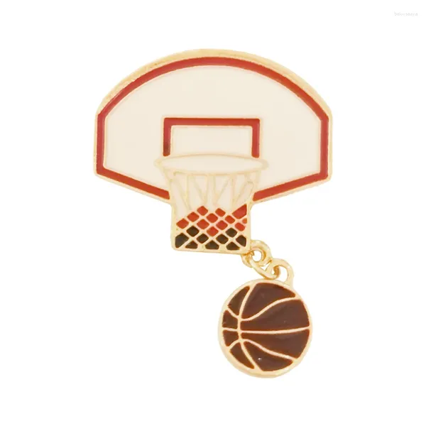 Broşlar yaratıcı sevimli basketbol topu çerçeve broş vintage rozet yaka pin moda mücevher hediyesi denim gömlek sırt çantası aksesuarı