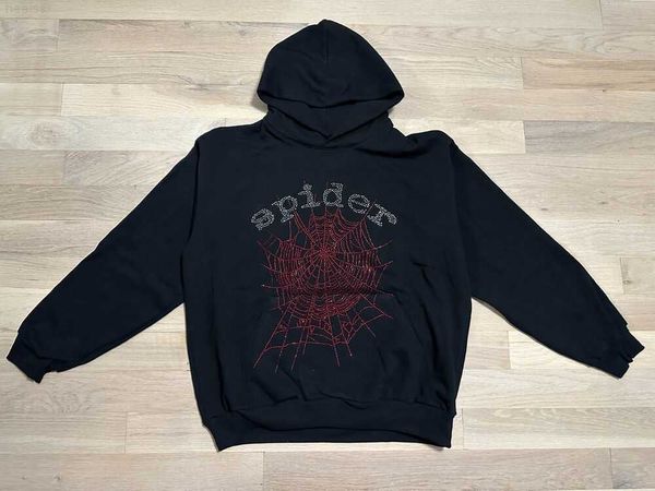 Herren Hoodies Sweatshirts Spider Worldwide Young Thug Spder Black Rhinstone Hoodie AUTHENTIC