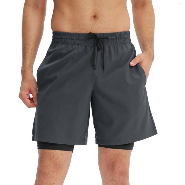 Sportbekleidung 2-in-1-Trainingsshorts für Herren, schnell trocknend, atmungsaktiv, Tennis, Basketball, Laufen, Joggen, Workouts, Sport, mit Handytasche