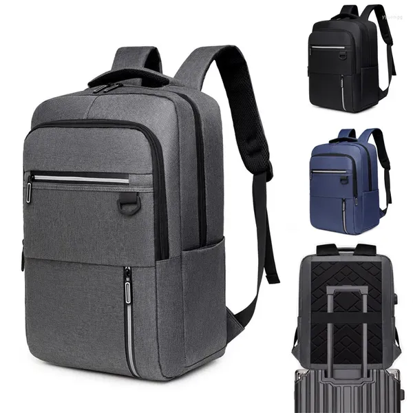 Mochila masculina oxford pano casual negócios saco de viagem portátil mochilas sacos escolares com usb vida diária