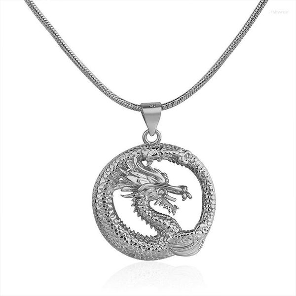 Подвесные ожерелья модная готика золотистого дракона круглое мужское ожерелье Классическое хип -хоп -стрит сплав сплав.