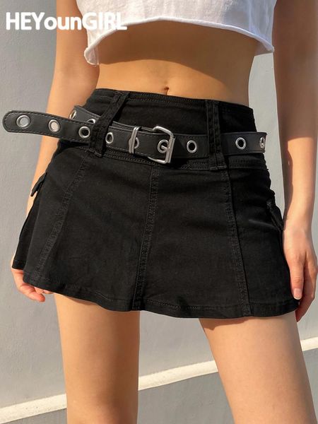 Saias HeyounGirl Estética Harajuku Cintura alta mini -saia de verão Casual A linha shorts quente SAIRS MULHERES MULHERES BLANCO GOTHIC KAWAII