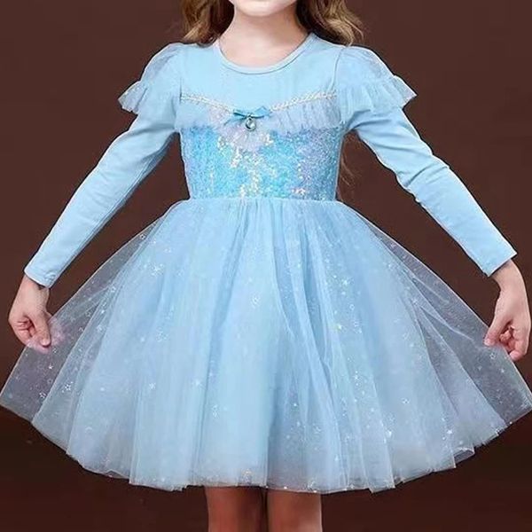 Abiti per ragazze Primavera Autunno Abito da principessa a maniche lunghe per vestiti per bambini Elsa Frozen 310Y 231124