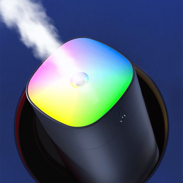 Umidificatori Mini Umidificatore d'aria USB a grande volume di nebbia con atmosfera colorata Luce 400 ml Capacità Diffusore di aromi a nebbia fredda Camera da letto domestica 230427