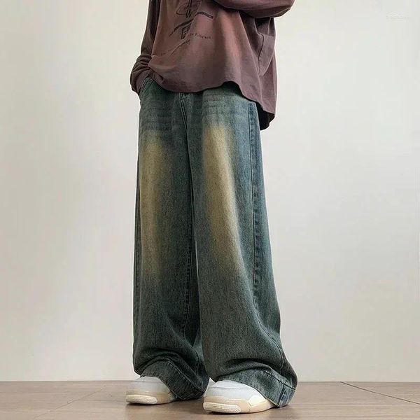 Männer Jeans Y2K Männer Koreanische Casual Grunge Blau Cargo Hosen Baggy Vintage Streetwear Wide Leg Wash Denim Hosen Übergröße frauen Kleidung