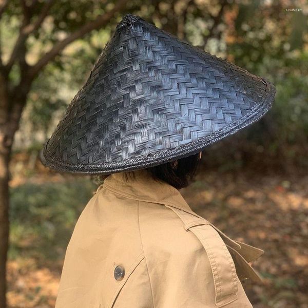 Boinas Cone Protection Protecting Pesca Chapéus de sol para homens Pescador Turismo Caps de chuva tecem palha de bambu rattan