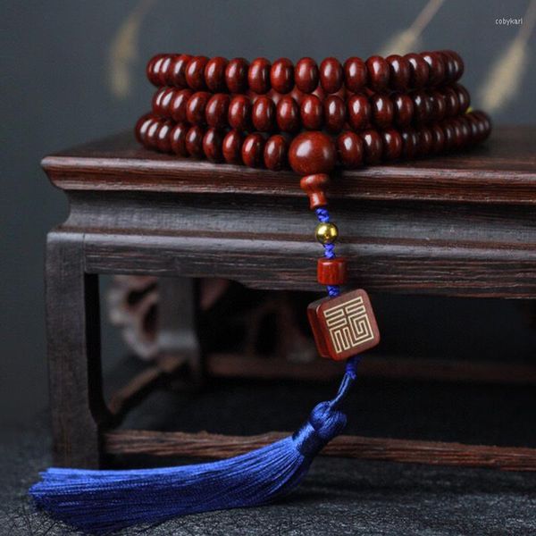 Strand Zâmbia lobular Rosewood Abacus contas braceletas diy tocam 0,9 homens e mulheres femininas cortes de madeira budista artesanato