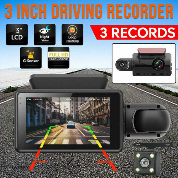 Other Electronics 1080P WIFI Dash Cam Front And Rear And Interior 3 Cameras With GPS Dual Lens Car DVR Night DashCam Vehicle Camera Auto J230427