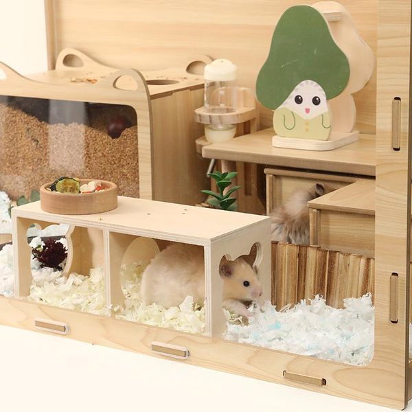 Käfige aus Holz, Hamster-Spähhaus, Hamster-Tunnel, Hamsterkäfig, Landschaftsbau, Zubehör, Hamster-Spielzeug, Hamster-Zubehör, kleiner Haustier-Tunnel