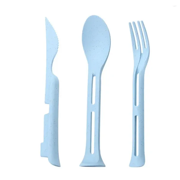 Set di stoviglie 3 in 1 3 pz/set Stoviglie occidentali Paglia di grano Studente Viaggio Gadget da cucina Set di posate