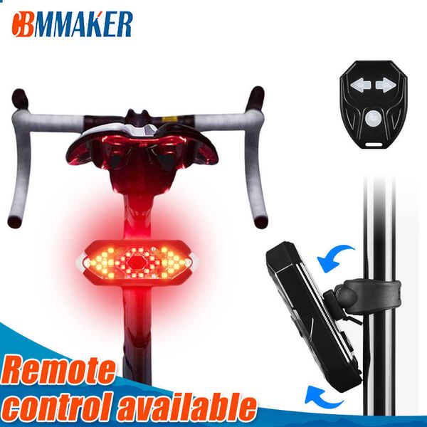 Luzes de bicicleta Segurança Lâmpada traseira Smart Bike Remote Remote Signal Lights Bicycle LED Tashight Facilmente instalação de peças de bicicleta pessoal P230427