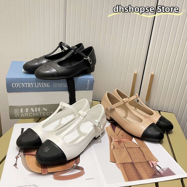 Mocassini da danza classica da donna Abito Chanel Scarpe con cinturino a T ricamato C Scarpe con plateau in pelle Designer Mocassino Studente Scuola Bianco Nero Flatform Flatform Flats Trainer