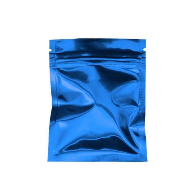100 pzlotto 7510 cm Blu Lucido Mylar Foil Sacchetto di Imballaggio Sigillatura a caldo Chiusura a zip Sacchetto di Foglio di Alluminio Sigillatura di calore Imballaggio di Grado Alimentare Stoccaggio1539049