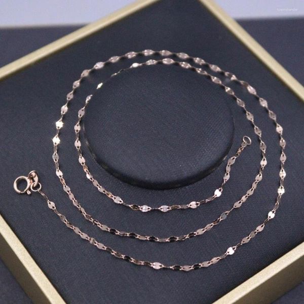 Ketten Echte reine 18-Karat-Roségold-Kette für Damen, Glücksbringer, 1,8 mm Diamantschliff-Lippen-Gliederkette, 0,85 g/45 cm