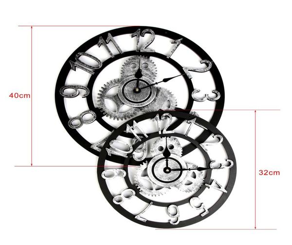 Vintage römische Uhr, Retro-europäische Zahnrad-Wanduhr, europäische Steampunk-Zahnrad-Wand, Heimdekoration, modernes Design, 3D-Wanduhr 2019, Y1944928