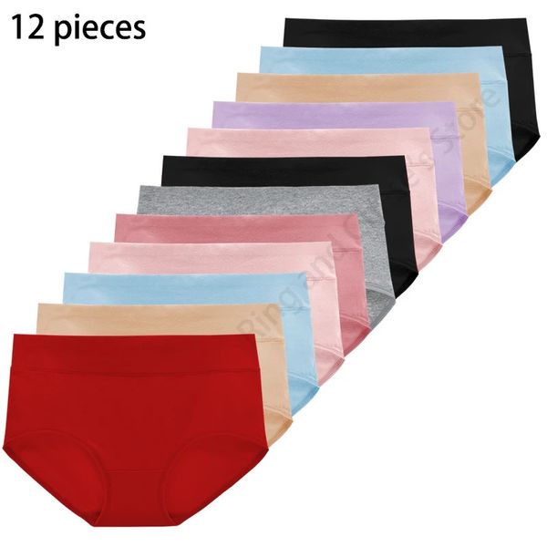 Kadın Panties 12pc's Yumuşak iç çamaşırı pamuk artı boyutta nefes alabilen brifingler kızların subantları seksi kanamlar kadın 231127