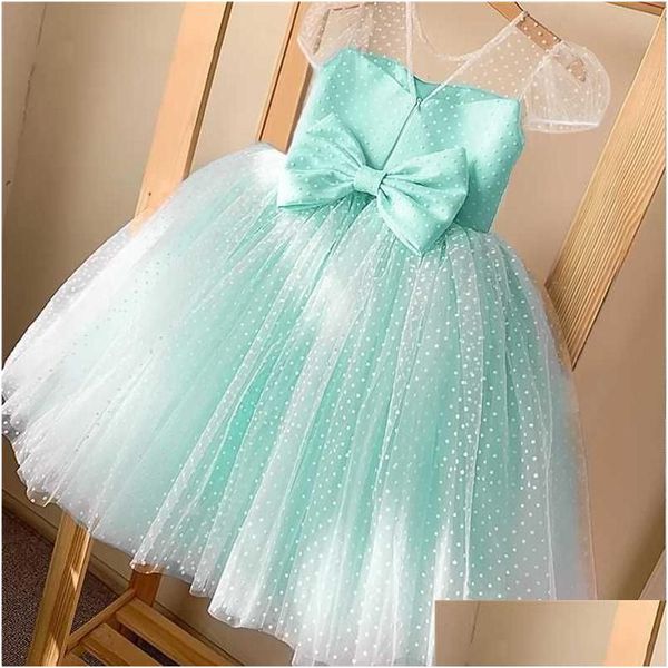 Vestidos da menina fantasia meninas vestido festa de aniversário princesa laço crianças vestido de baile elegante casual crianças tle dots tamanho 4-10t 220119 drop d dhhhj