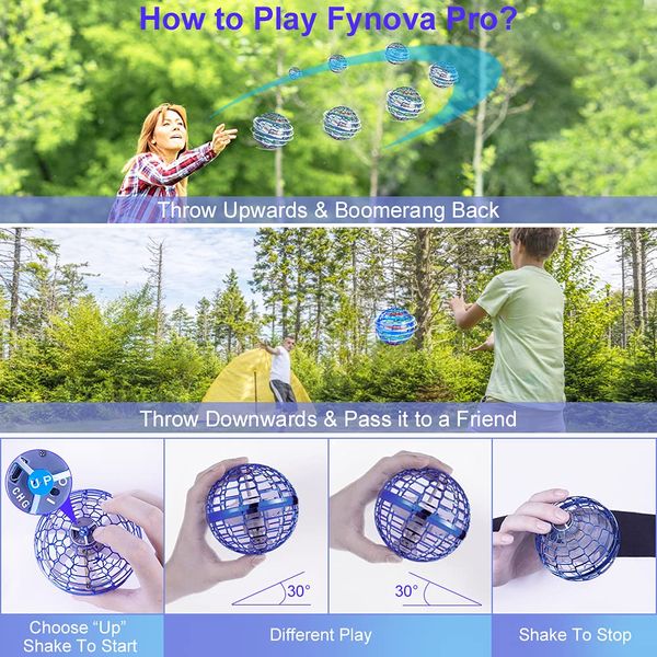 Neuheit Spiele Outdoor-Spielzeug mit Infinity-Kugel-Form Magic Controller Flying Toy Spinner 360ﾰ rotierende Spinning-LED-Lichter für Kinder Adts Amfsf