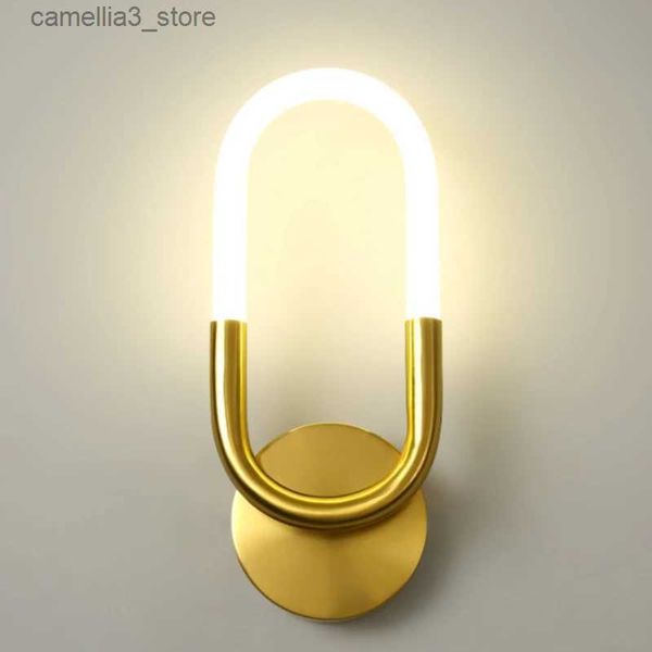 Lampade da parete Nordic Light Luxury Led Lampada da parete rotonda Comodino Sconce Soggiorno Corridoio Corridoio Lampade da parete Toletta Specchio Lampada Q231127