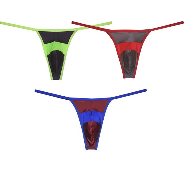 Männer Shiny Pathwork Tanga G-string Unterwäsche Stretchy Spandex Jockstrap Ausbuchtung Beutel Mini Bikini Fleck T-back