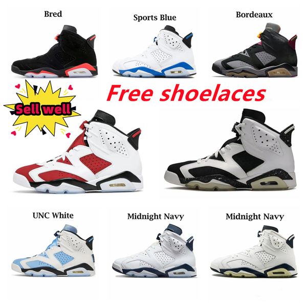 Retro-Basketballschuhe Jorden 6s Herren Designer Chrome Metallic Silver Maroon Sport Blue TS Bordeaux Carmine DMP Oreo Black Infrared Red Trainer Sneakers Coach Schuhe