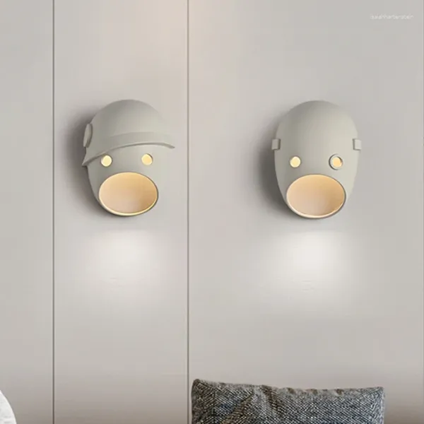 Lâmpadas de parede design criativo luz moderna nórdica sala de estar quarto fundo escada máscara decoração led resina lâmpada 6pa