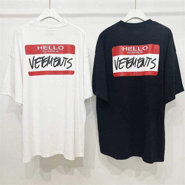 T-shirt da uomo 2023ss Hello My Name Is Vetements T Shirt Uomo 1 1 B T-shirt da donna oversize di qualità VTM Top manica corta Tee G230427