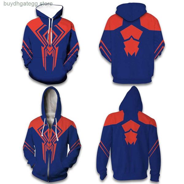 4whk Felpe con cappuccio da uomo 2023 New Spider Man Crossover Universe Felpa con cappuccio con cerniera Maglione 3d Stampa Cos Halloween