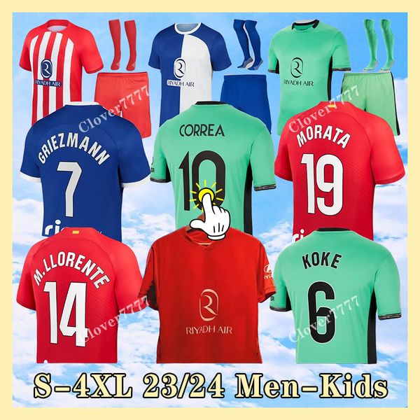 23 24 Atletico Madrid maglie da calcio GRIEZMANN 120 ° anniversario 2023 2024 M.LLORENTE KOKE SAUL Correa LEMAR XXXL 4XL maglia da calcio uomo bambini kit set uniforme giocatore