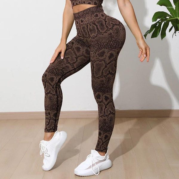Kadın Taytlar Dikişsiz Yoga Spor Pantolon Kalça Kaldırma Şekli Sıkı Nefes Alabilir Yüksek Elastik Göbek Python Üreticileri Doğrudan