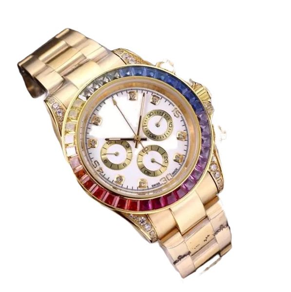 Diamond Watch Erkek AAA Marka Adı İzle Otomatik Mekanik 41 MM116598 Lüks Renkli Rhinestone Saat Paslanmaz Çelik Açık Spor İşleri Erkekler Saat