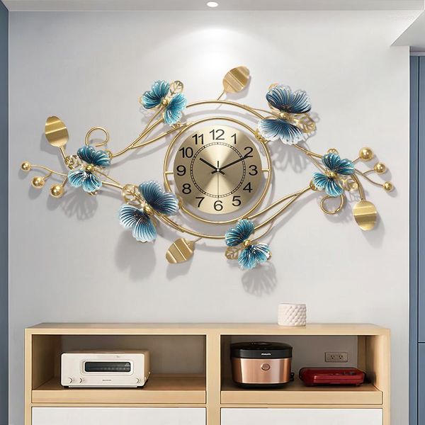 Wanduhren Metall Gold Uhr Digital Nordic Modern Special Large Art Living Room Relogio Budzik Parede Decor YH