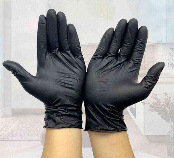 Luvas descartáveis preto látex pó exame luva tamanho pequeno médio grande xlarge nitrilo vinil mão capa s xl9438461
