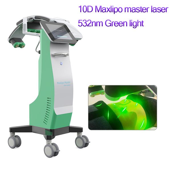 Macchina dimagrante lipo laser freddo a basso livello con fascio di energia liposlim 10D a basso livello 532nm trattamento con luce verde di maxlipo master factory 2023 professionale