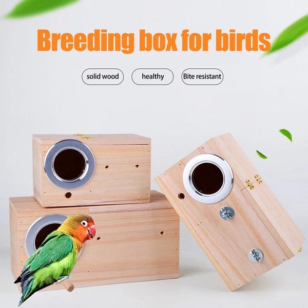 Ninhos de madeira ninho de pássaro pintado casa de pássaro caixa de reprodução ao ar livre decoração do jardim para papagaio periquito cockatiel lovebird gaiola para pássaros