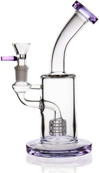 Narghilè con pipa ad acqua in vetro viola da 7 pollici Bong Bubbler con ciotola per tabacco con filtro a percolatore