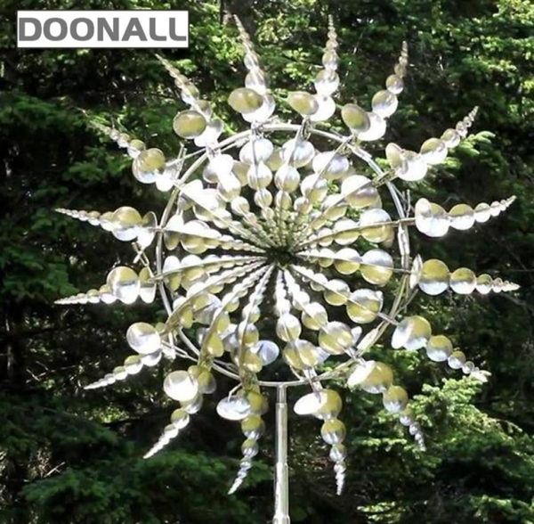 Einzigartige und magische Metall-Windmühle, 3D-windbetriebene kinetische Skulptur, Rasen-Metallwind-Solar-Spinner für Hof- und Gartendekoration27841204024