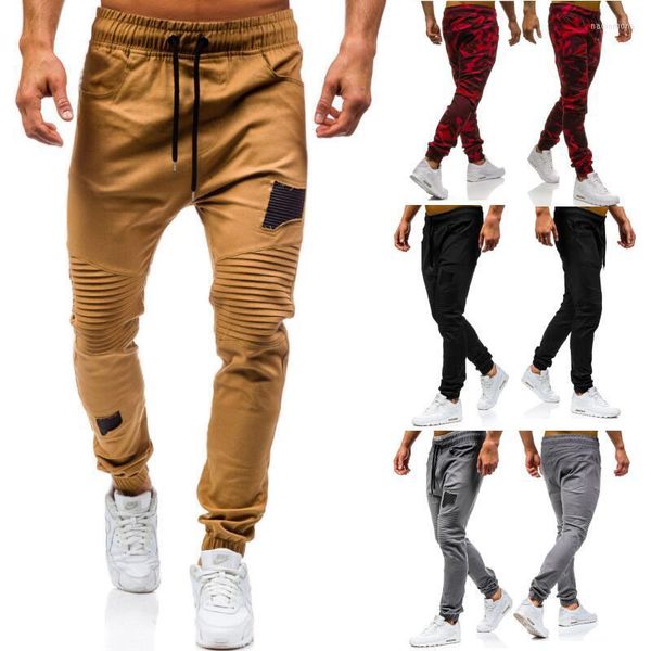 Pantaloni da uomo Uomo Casual Cargo 2023 Outdoor SweatPants Pieghe Pantaloni di straccio Splicing Knee Tether