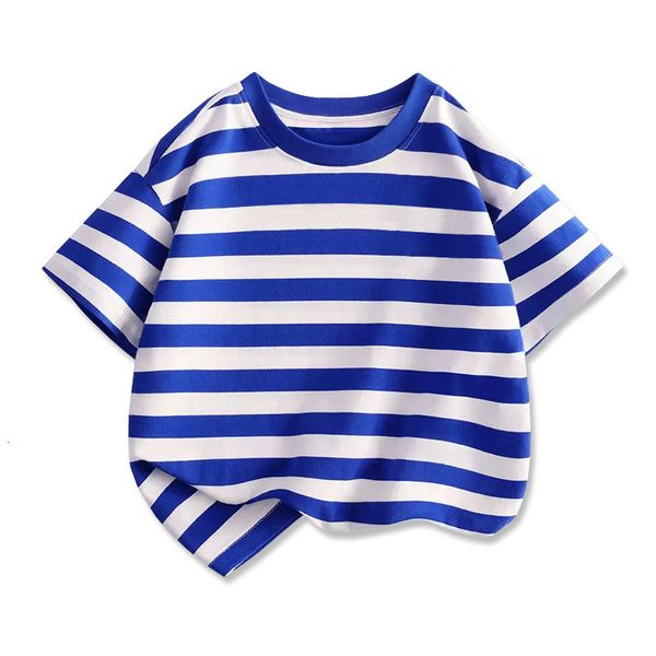 T-shirts Summer Boys Shirts Tops de manga curta para crianças Stripe Children Camise