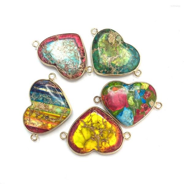 Charms 1pcs Classic Natural Colored Heart Shaped Emperor Stone Pendant Elegant Damen Schmuck DIY Halskette Ohrringe Zubehör