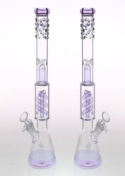 Gerçek görüntüler 37cm cam bongs su boruları downstem kase 188mm perc sigara içme beher bong mor cam bongs kafa dab teçhizat 9150973