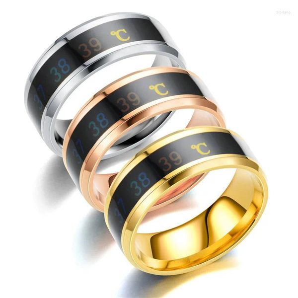 Cluster-Ringe Smart Sensor Körpertemperaturring Edelstahl Klassisches Hochzeitspaar Wasserdichter Schmuck Geschenk