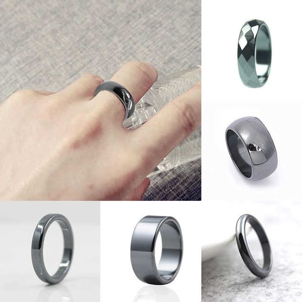 Bandringe Modeschmuck 4610 mm Breite Hämatit Ringe Steinring Qualität glatte flache minimalistische Ringe für Frauen Männer Schmuck Party Geschenk AA230426