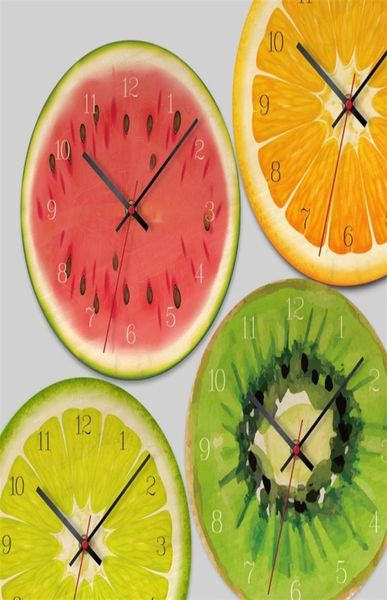 Relógio de parede criativo de frutas, limão, cozinha moderna, limão, decoração de casa, sala de estar, frutas tropicais, arte de parede, relógios h05484961